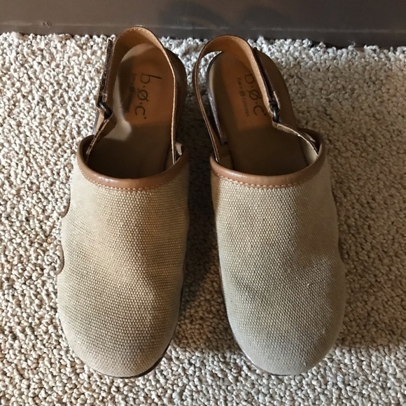 BOC Beige Canvas Backstrap Clog Mules, EUC, 36/6 - Picture 8 of 14